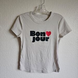 Bon Jour Crop Top Shirt Medium